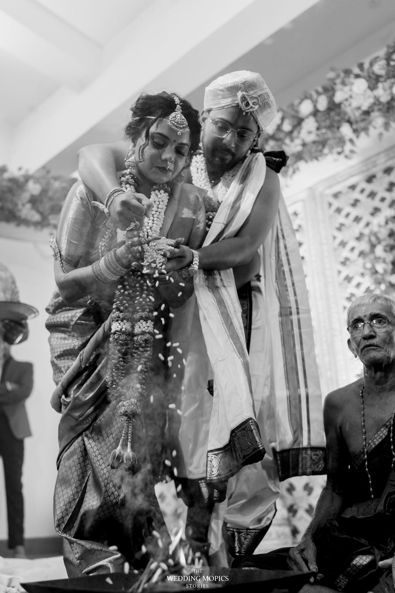 Candid couple portrait from a wedding in Mangalore